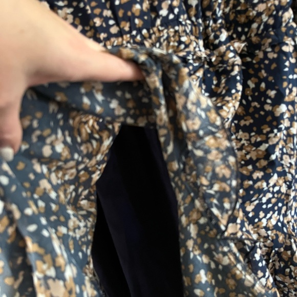 NWT Jodifl dress 2X plus size navy print lined long sheer sleeved elasti… - Picture 6 of 7